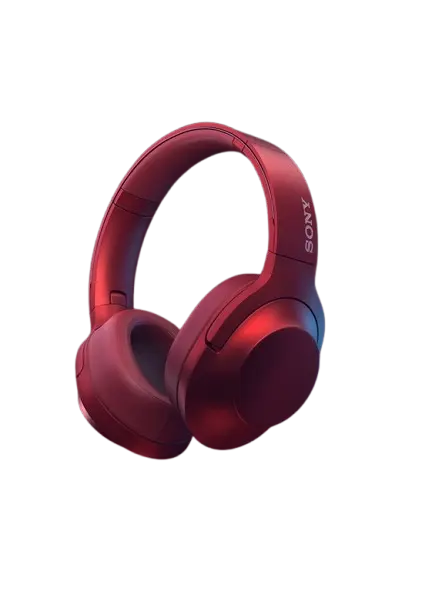 Red Sony wireless over-ear headphones with a modern sleek design on a black background, showcasing premium audio gear and trending products India for music lovers and tech enthusiasts.